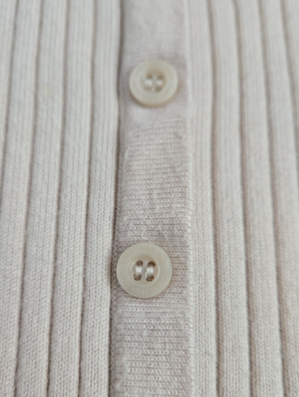 Calvin Klein Jeans Cream Ribbed Button-Front Tank Small - Picture 5 of 7